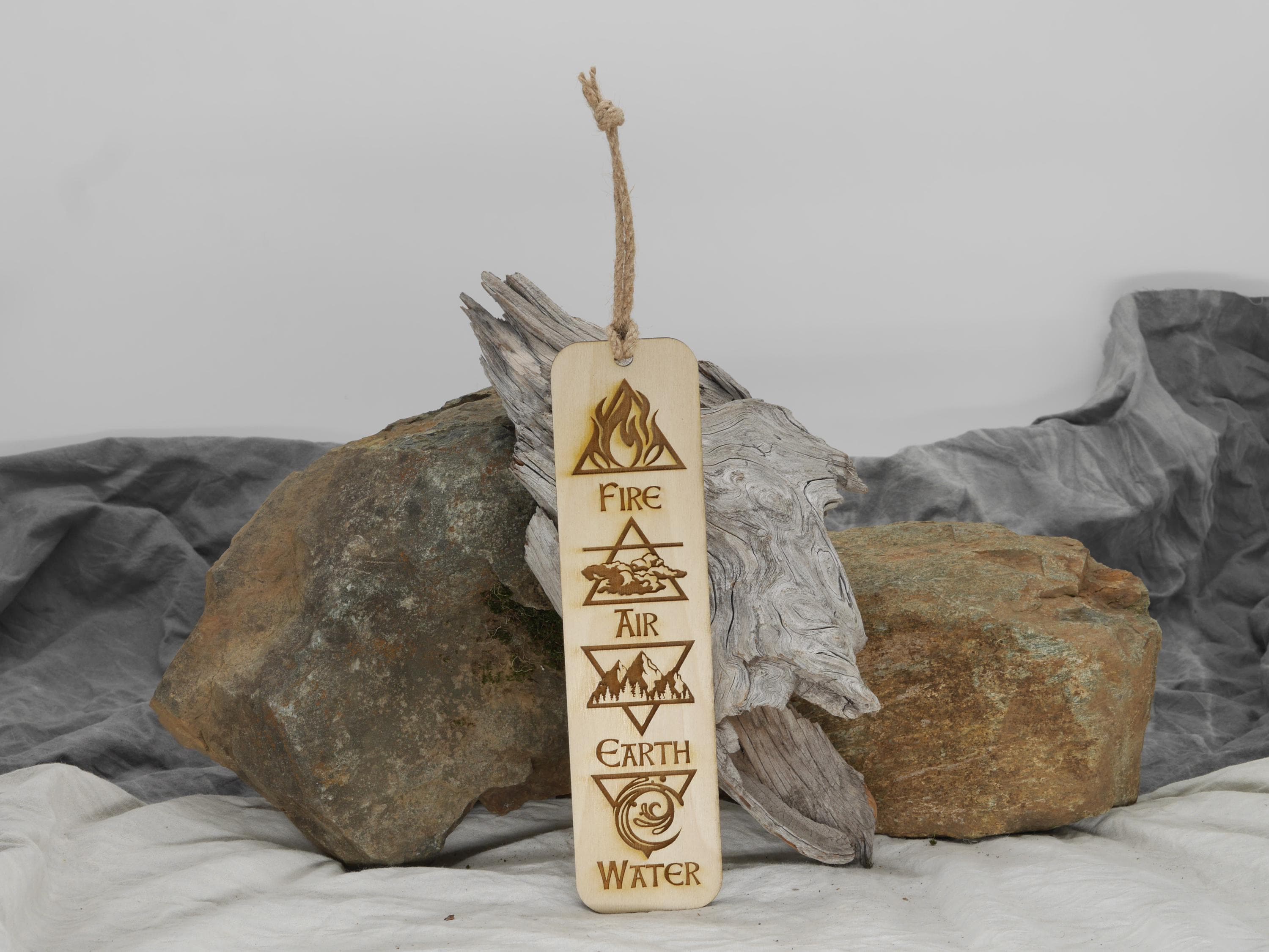 Four Elements Wood Wall Hanging: Altar Decor, Pagan Witchy Art