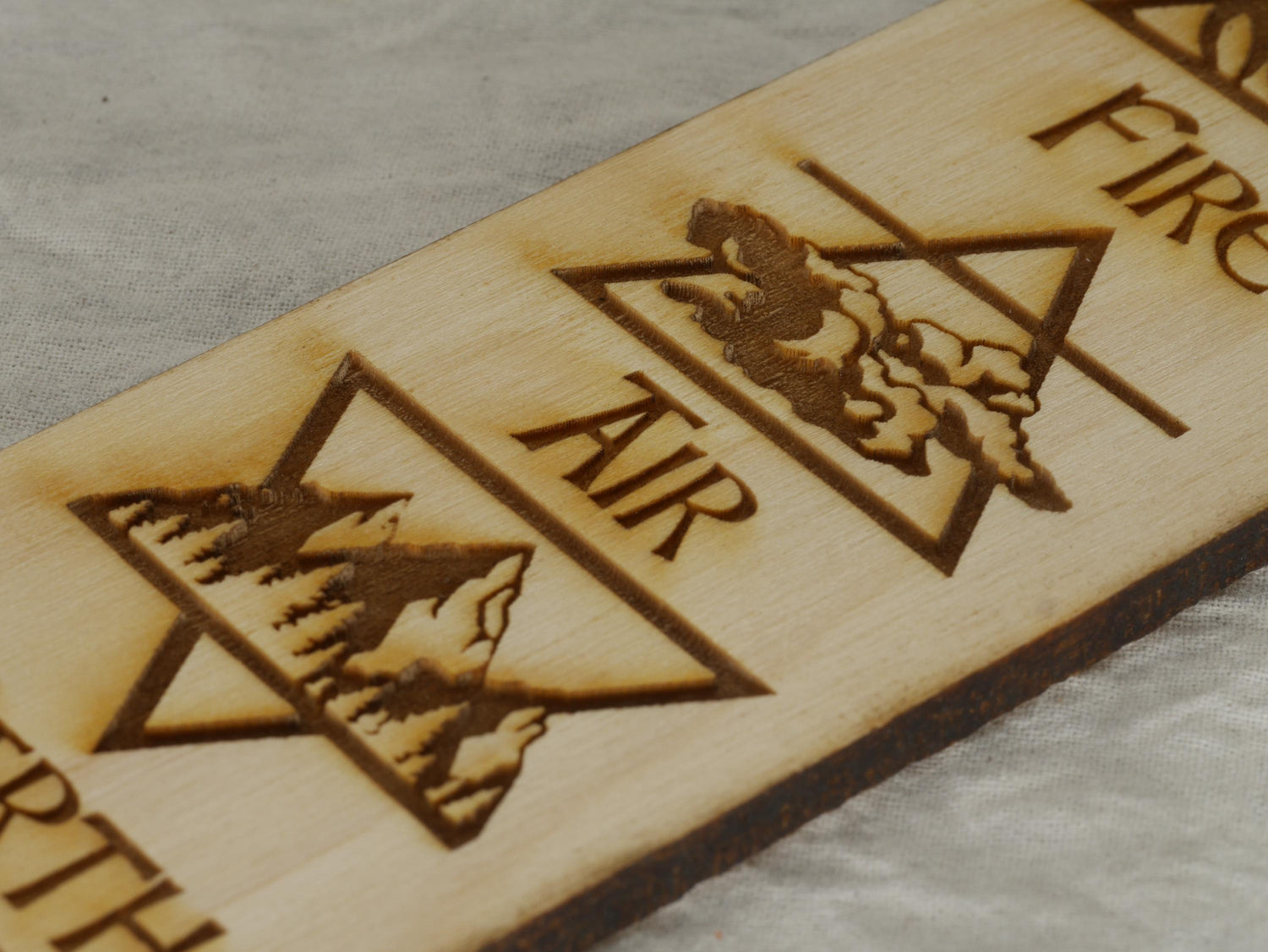 Four Elements Wood Wall Hanging: Altar Decor, Pagan Witchy Art