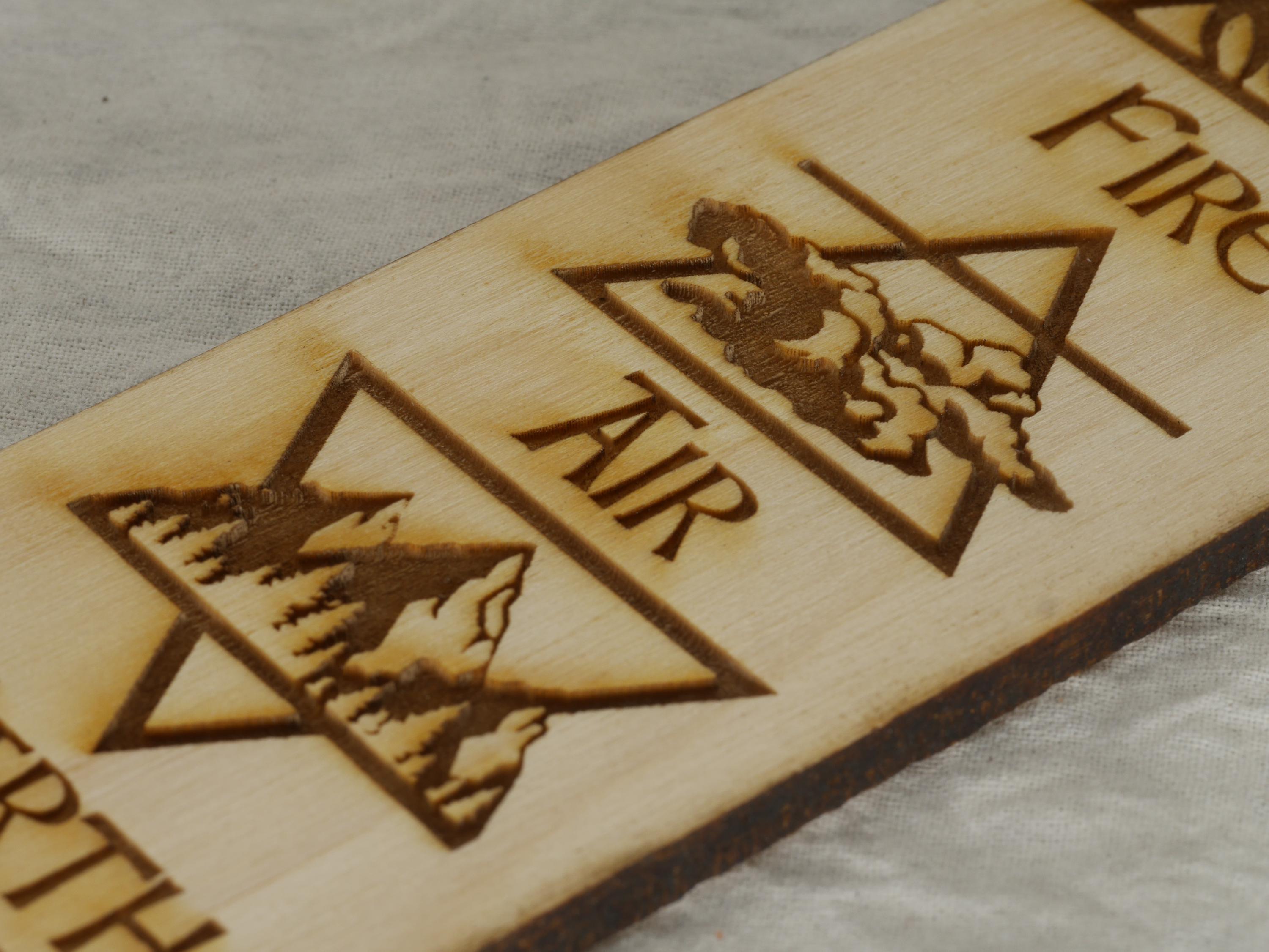 Four Elements Wood Wall Hanging: Altar Decor, Pagan Witchy Art