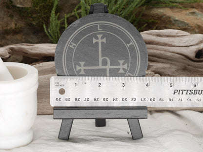Lilith Sigil Natural Slate Mini Altar Tray / Coaster - 4 Inches - Altar Piece - Shadow Work