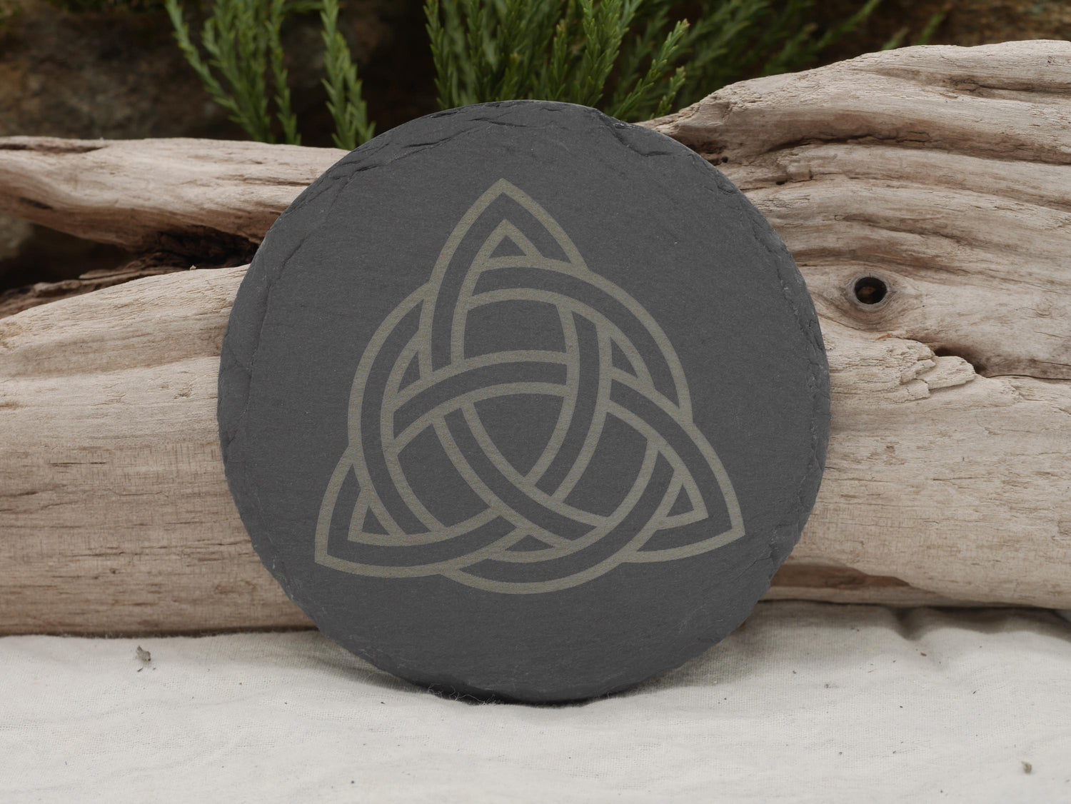 Triquetra Natural Slate Mini Altar Tray / Coaster - 4 Inches - Altar Piece - Offering Plate