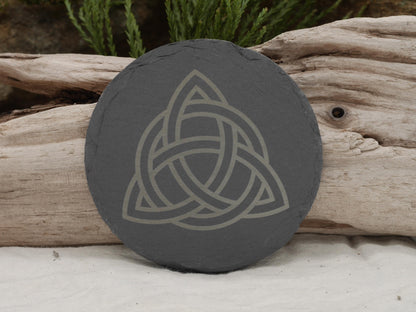 Triquetra Natural Slate Mini Altar Tray / Coaster - 4 Inches - Altar Piece - Offering Plate