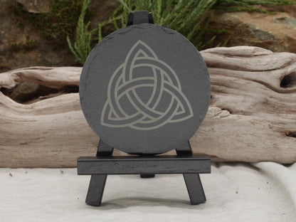 Triquetra Natural Slate Mini Altar Tray / Coaster - 4 Inches - Altar Piece - Offering Plate