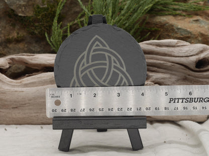 Triquetra Natural Slate Mini Altar Tray / Coaster - 4 Inches - Altar Piece - Offering Plate