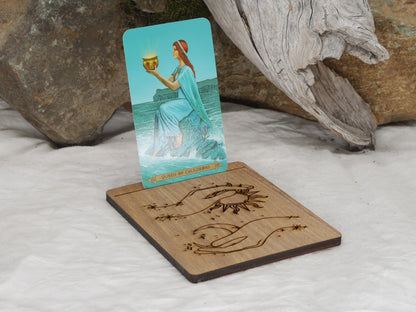 Sun and Moon Tarot Card Holder: Walnut Altar Piece