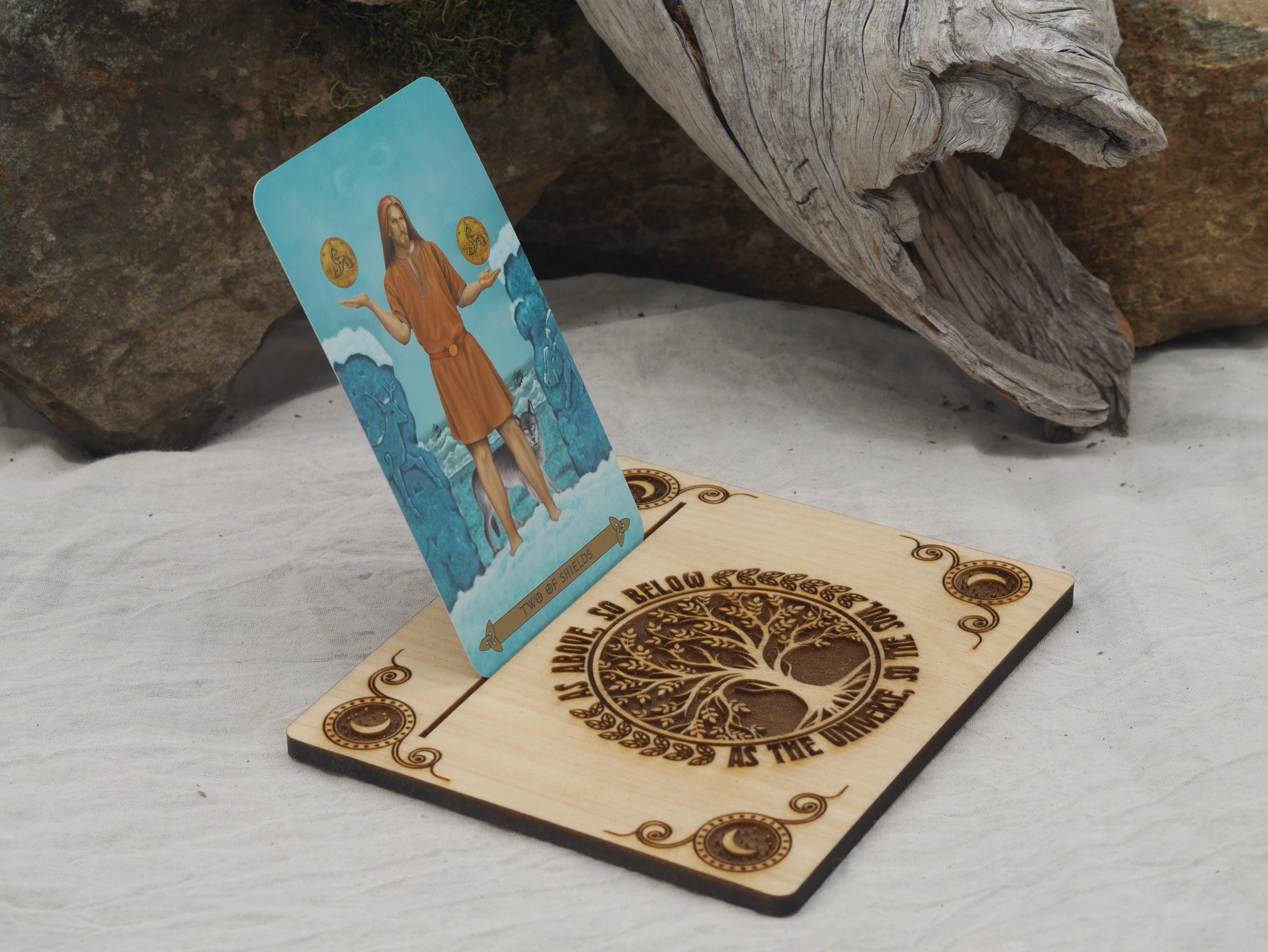 Tree of Life Tarot Card Holder: Solid Wood Altar Decor