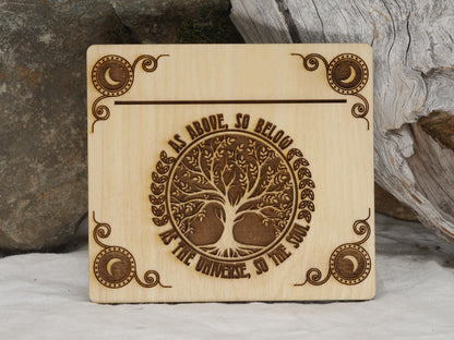 Tree of Life Tarot Card Holder: Solid Wood Altar Decor