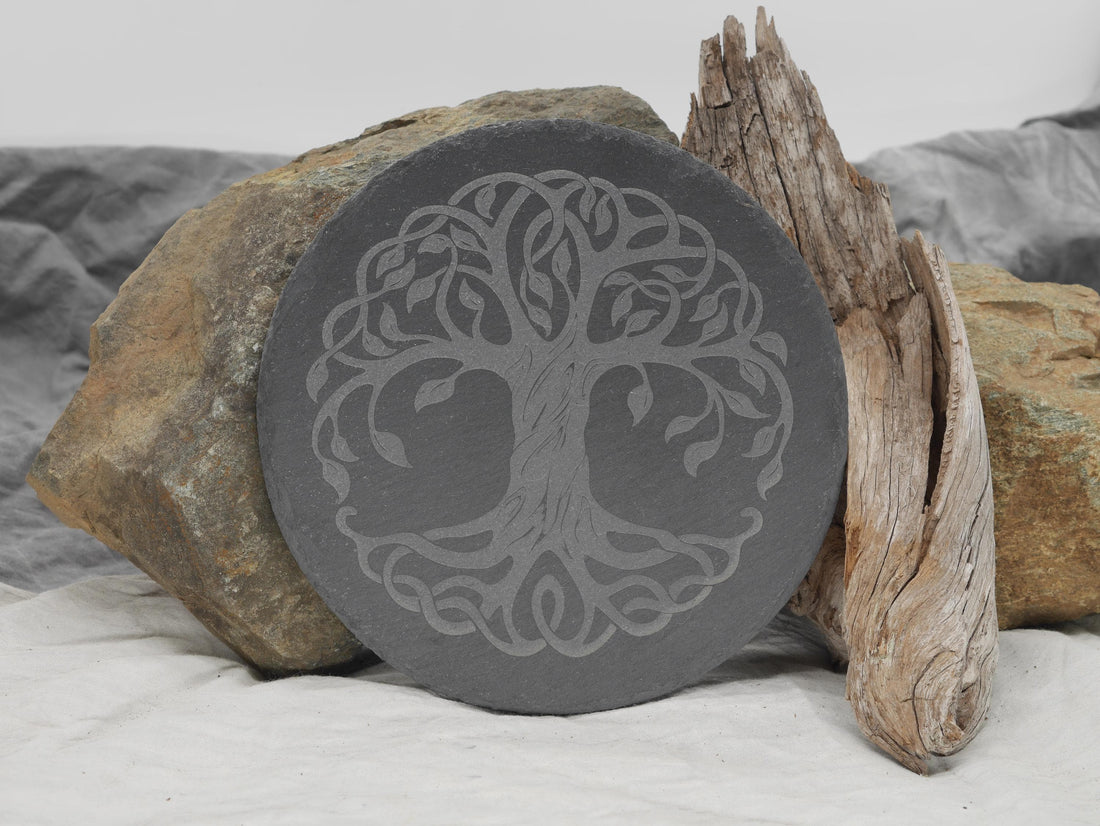 Celtic Tree of Life Natural Slate Altar Tray - Altar Piece - Offering Plate -Decor