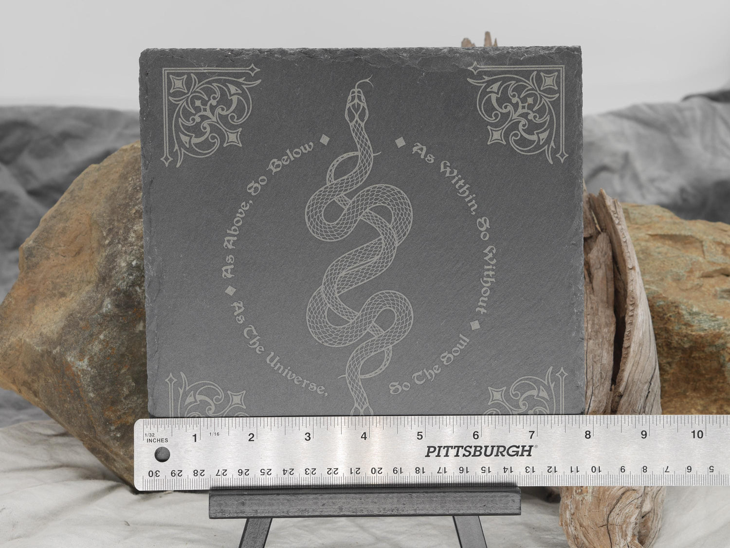 Slate Altar Tray: Kundalini Snake, &amp;quot;As Above So Below&amp;quot; Decor