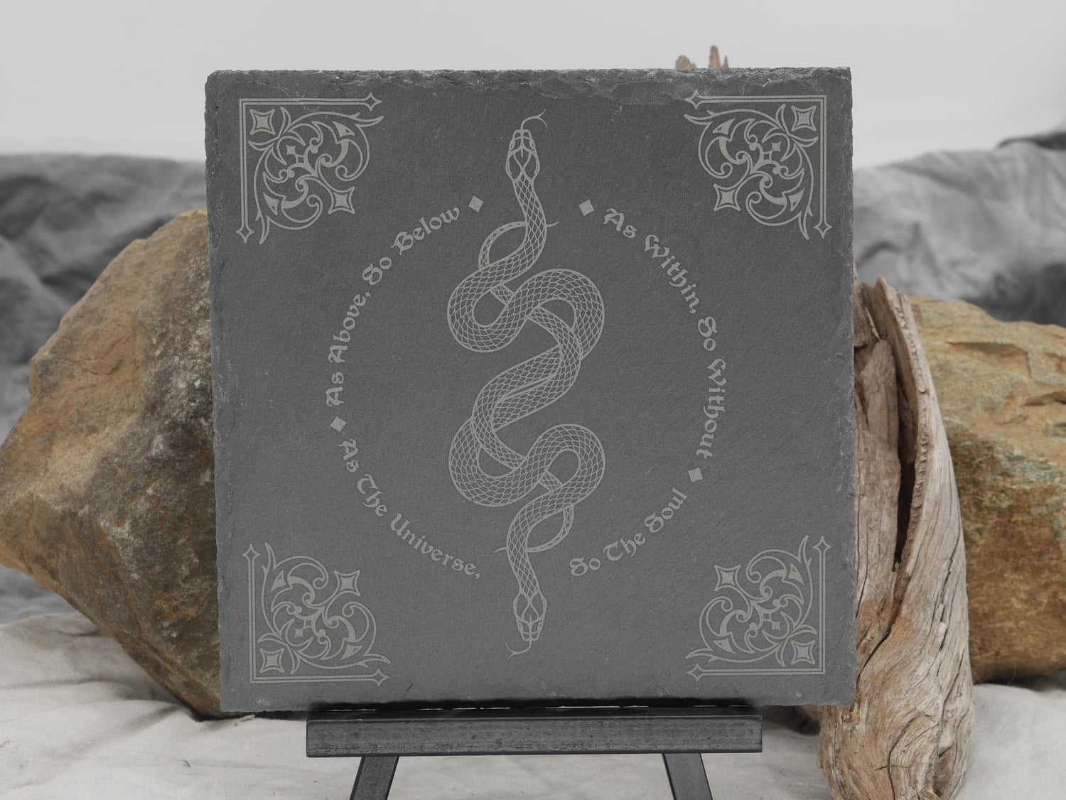 Slate Altar Tray: Kundalini Snake, &amp;quot;As Above So Below&amp;quot; Decor