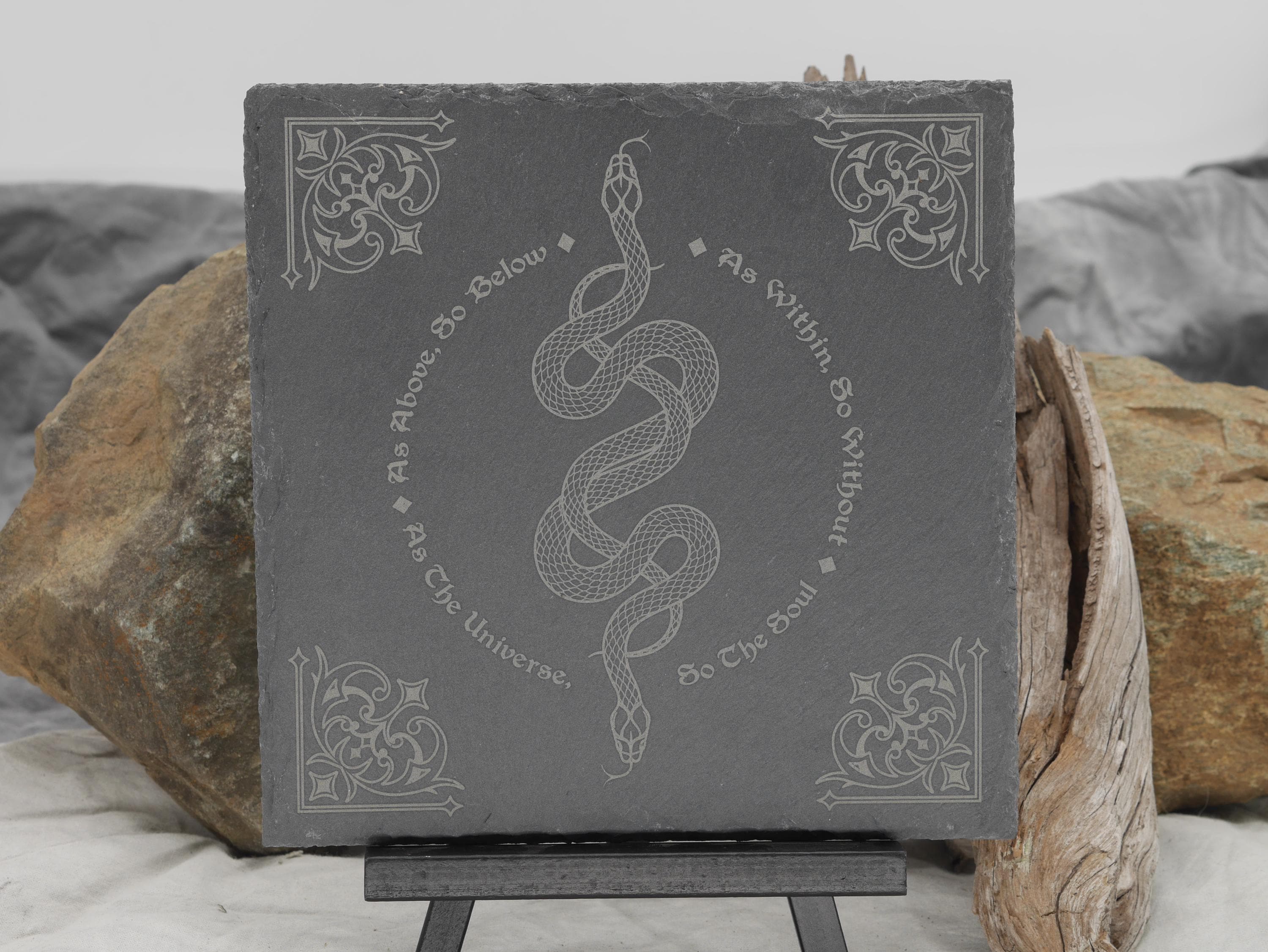 Slate Altar Tray: Kundalini Snake, &amp;quot;As Above So Below&amp;quot; Decor