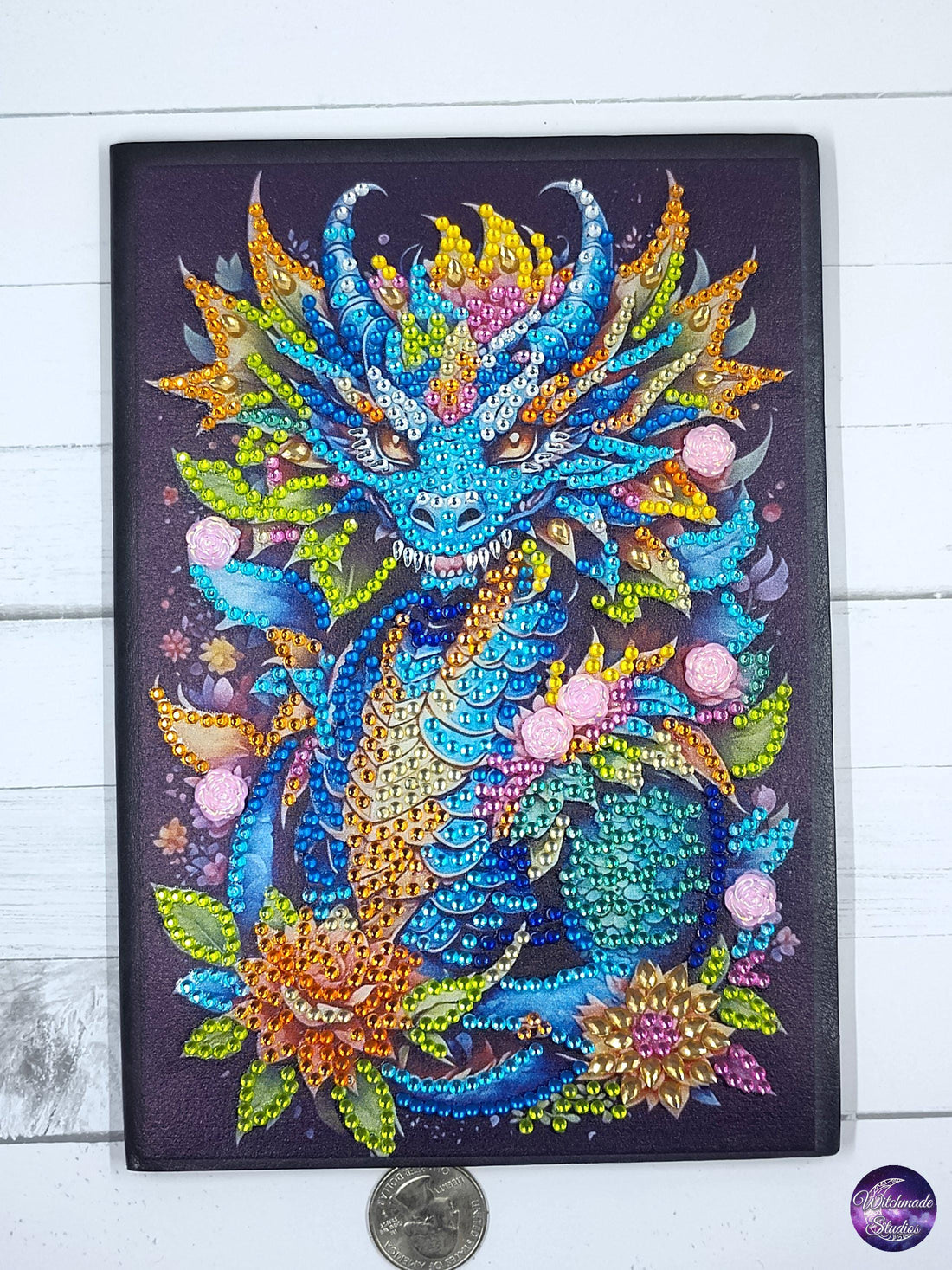 Fierce Dragon Journal, Unlined Grimoire, Crystal Accents J23