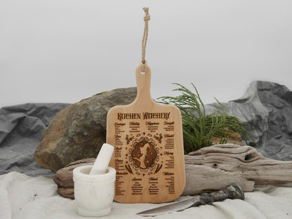 Kitchen Witchery Wood Cutting Board: Plant Uses, Pagan Decor