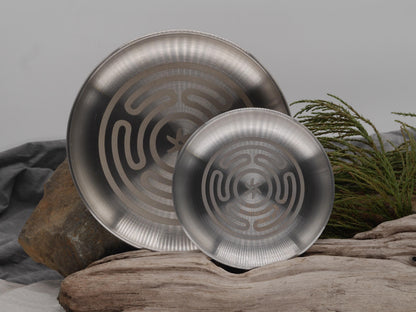 Hecate Strophalos Altar Tray: Engraved Stainless Steel Offering Plate (5 1/2&amp;quot;)