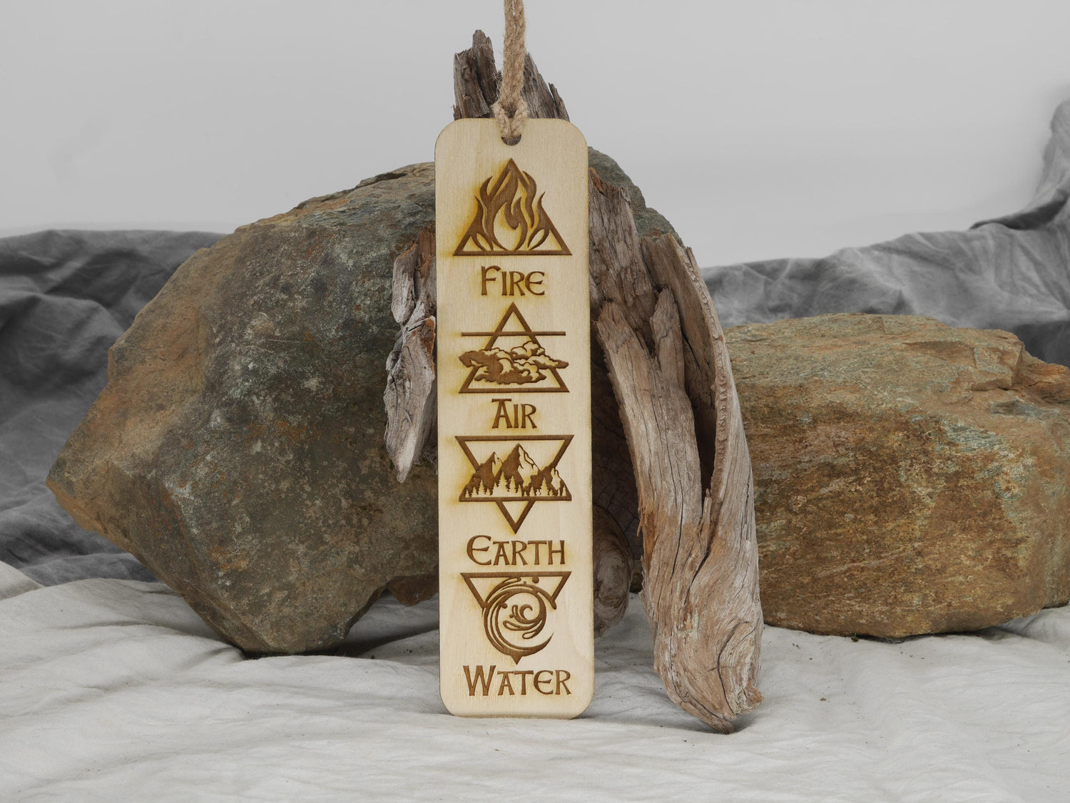 Four Elements Wood Wall Hanging: Altar Decor, Pagan Witchy Art