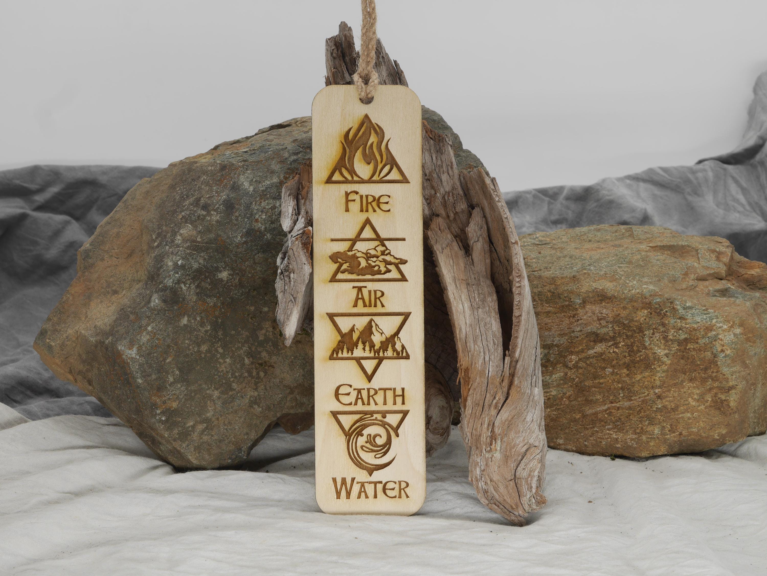 Four Elements Wood Wall Hanging: Altar Decor, Pagan Witchy Art