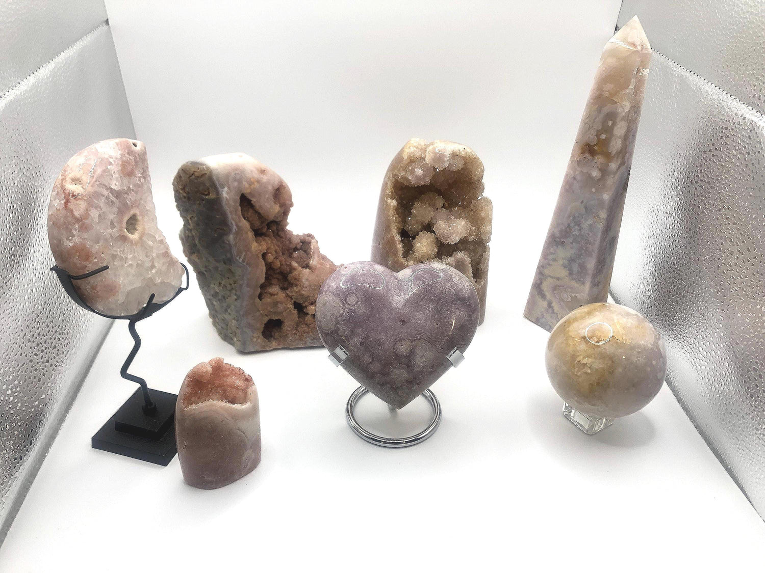 Pink Amethyst Crystal: Tower, Sphere, Heart, Moon, Freeform