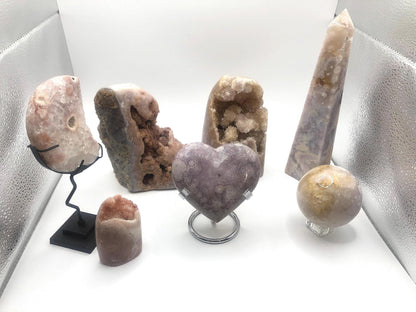 Pink Amethyst Crystal: Tower, Sphere, Heart, Moon, Freeform