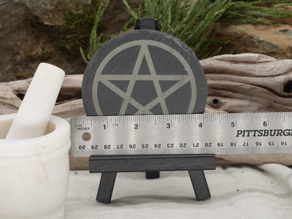 Pentacle Natural Slate Mini Altar Tray / Coaster - 4 Inches - Altar Piece - Offering Plate