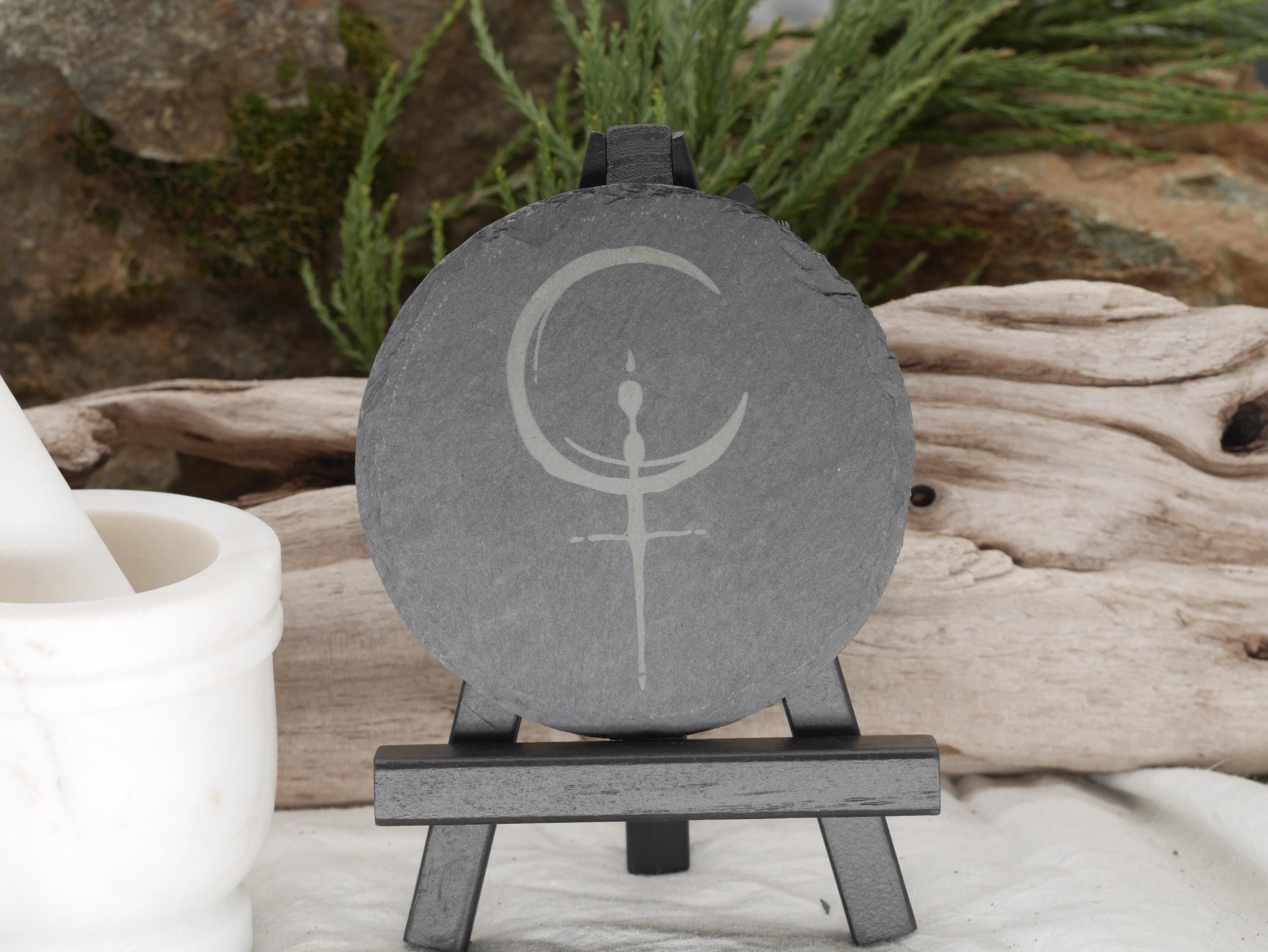 Lilith Sigil Slate Altar Tray: Engraved Symbol Coaster (4 Inches)