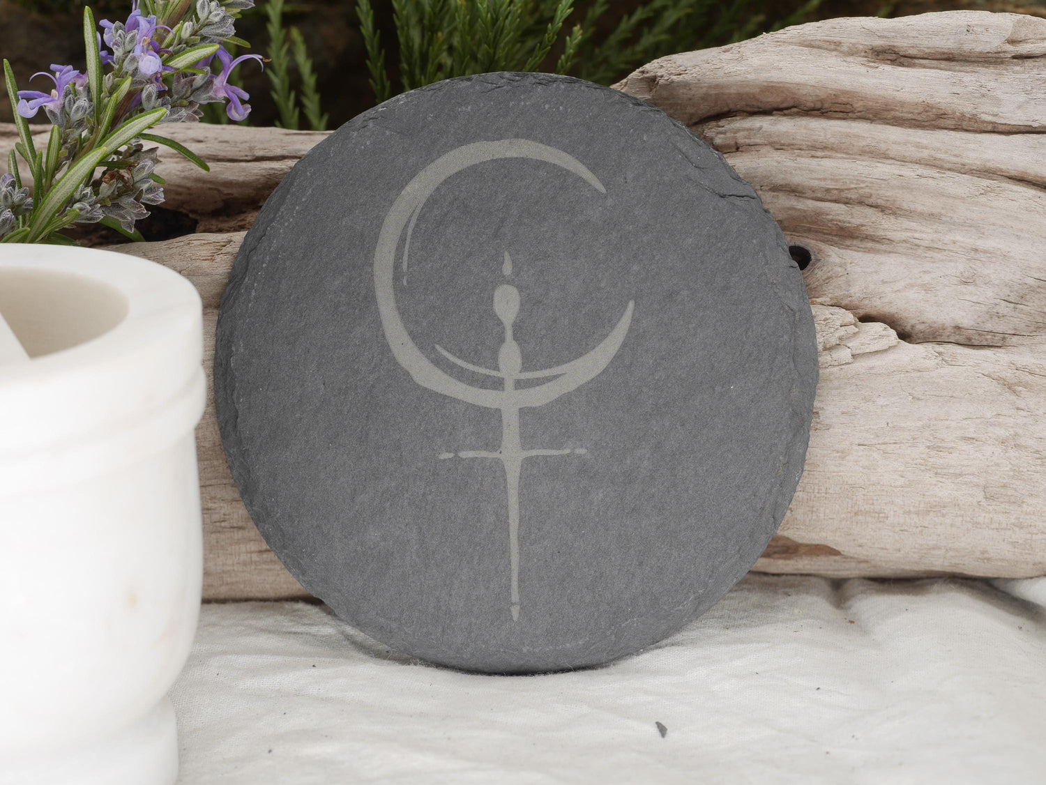 Lilith Sigil Slate Altar Tray: Engraved Symbol Coaster (4 Inches)