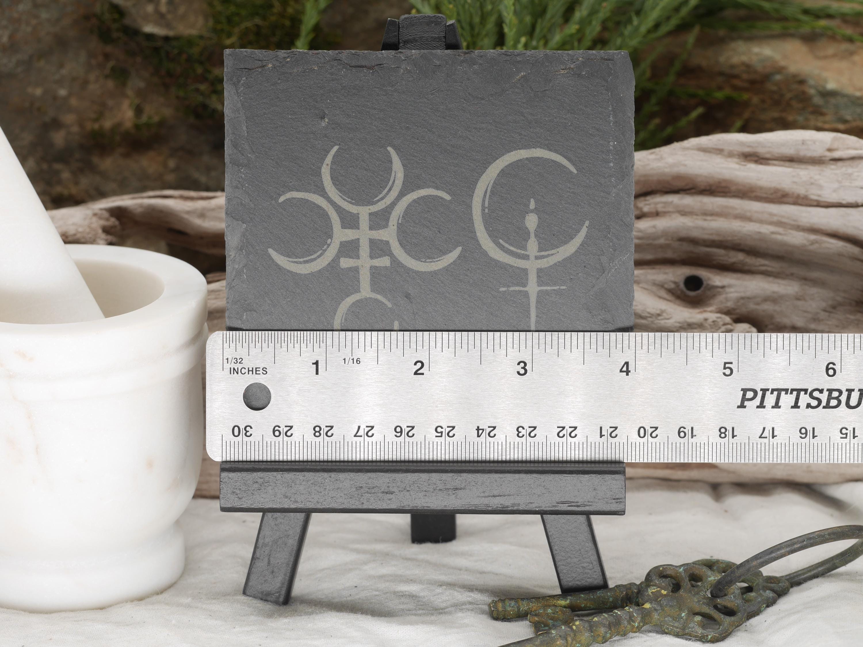 Hecate &amp; Lilith Symbols Slate Altar Tray: Shadow Work Decor