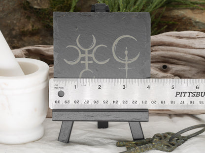 Hecate &amp; Lilith Symbols Slate Altar Tray: Shadow Work Decor