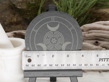 Hecate Strophalos Slate Altar Tray: Triple Moon Goddess Decor