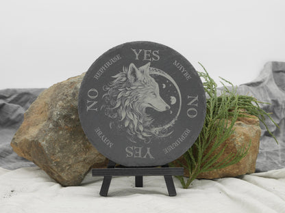 Mystical Wolf Pendulum Board on Natural Slate Tray - Divination - Altar Piece