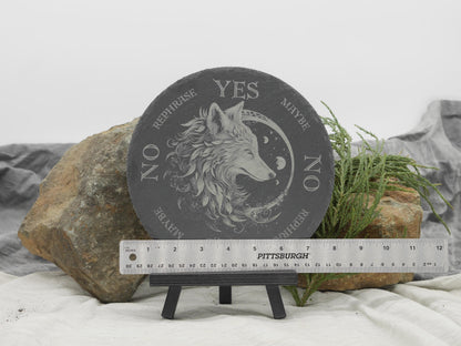 Mystical Wolf Pendulum Board on Natural Slate Tray - Divination - Altar Piece
