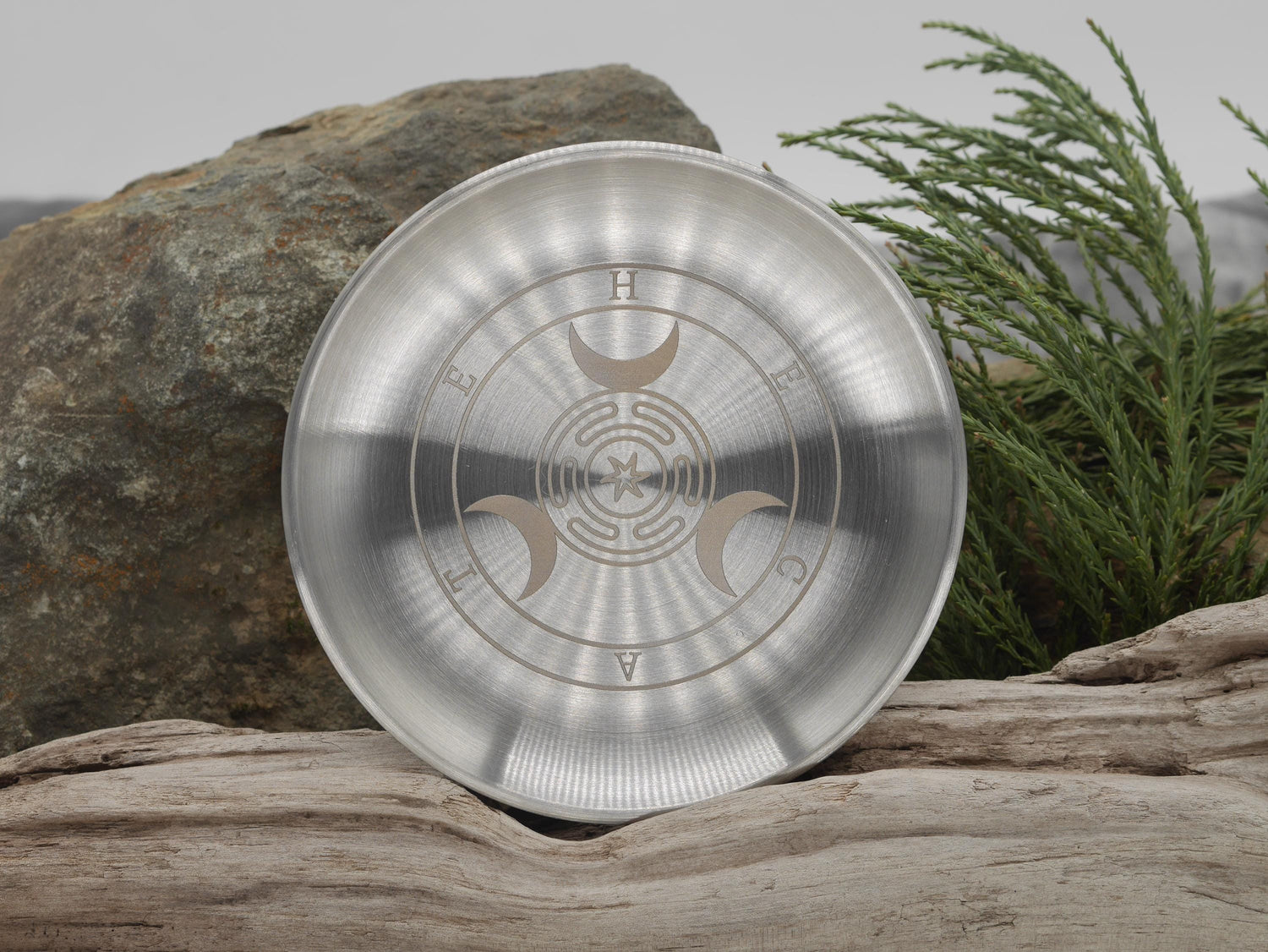 Hecate Altar Tray / Offering Plate (mini version - 5 1/2&amp;quot;) - Engraved Stainless Steel