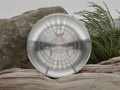 Hecate Altar Tray / Offering Plate (mini version - 5 1/2&amp;quot;) - Engraved Stainless Steel