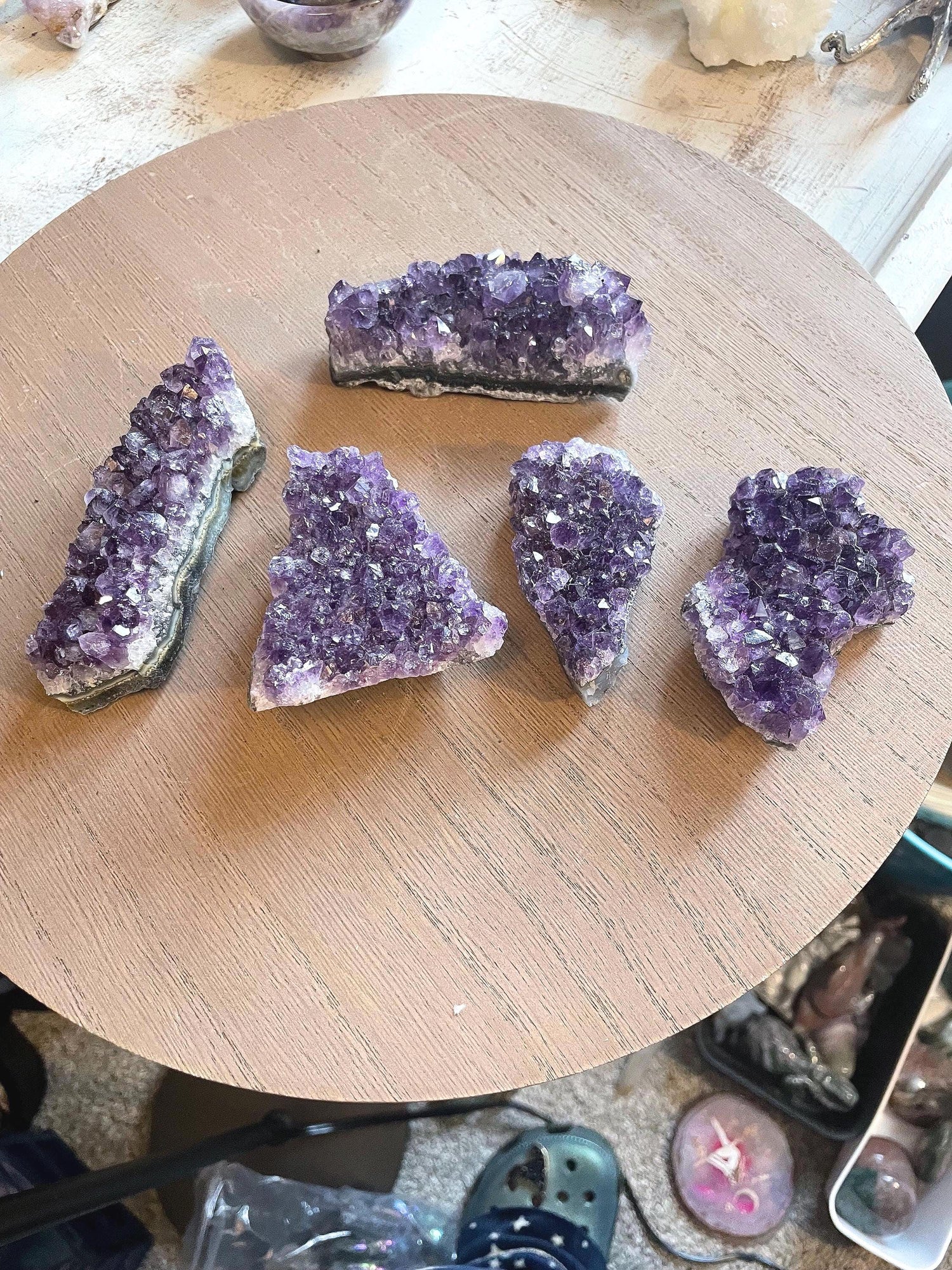 Shimmering Dark Gemmy Amethyst Cluster Set! 5 pieces!!