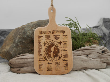Kitchen Witchery Wood Cutting Board: Plant Uses, Pagan Decor