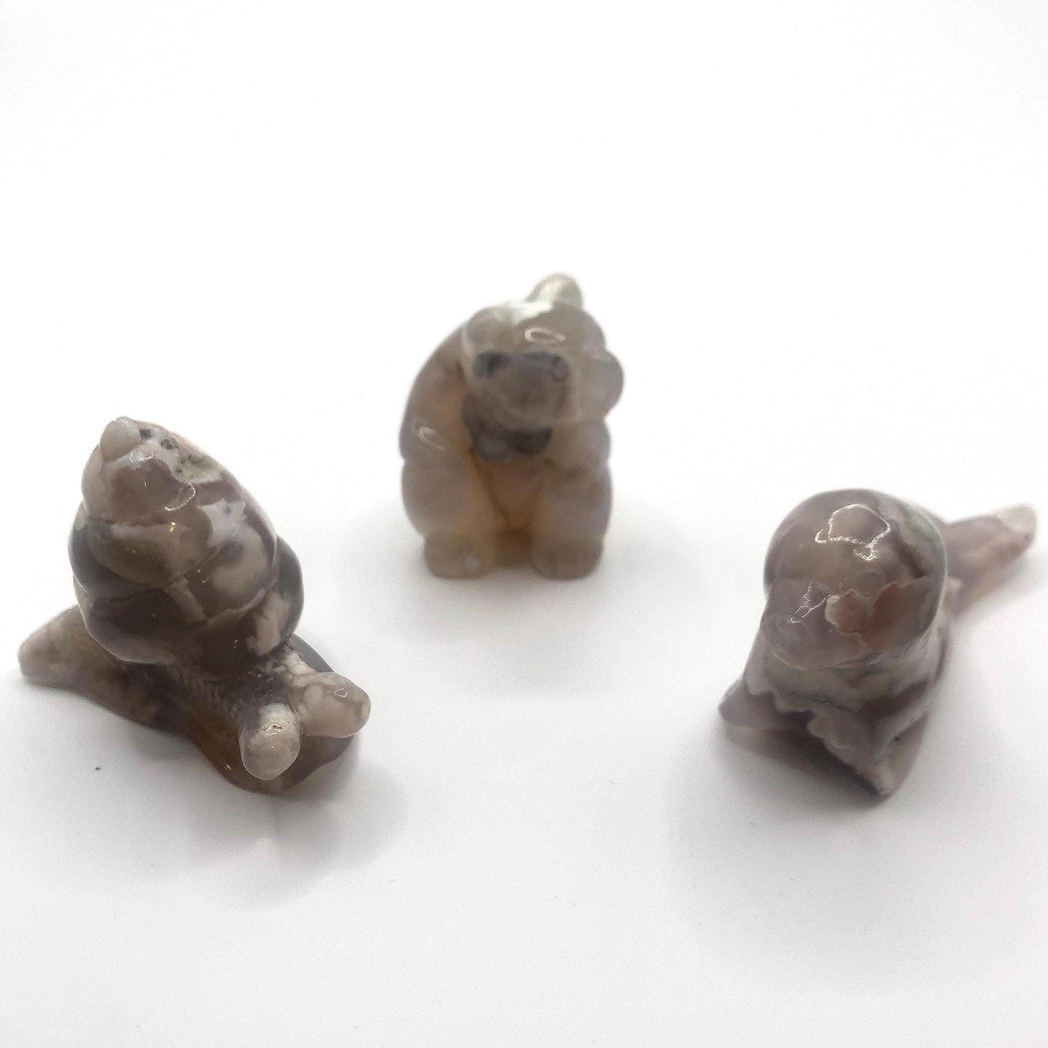 Flower Agate Animal Carvings