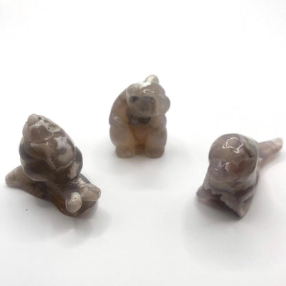 Flower Agate Animal Carvings