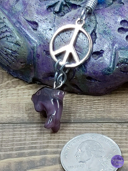 Amethyst Dolphin Wire Wrap Crystal Necklace, Copper Metaphysical Jewelry JN140