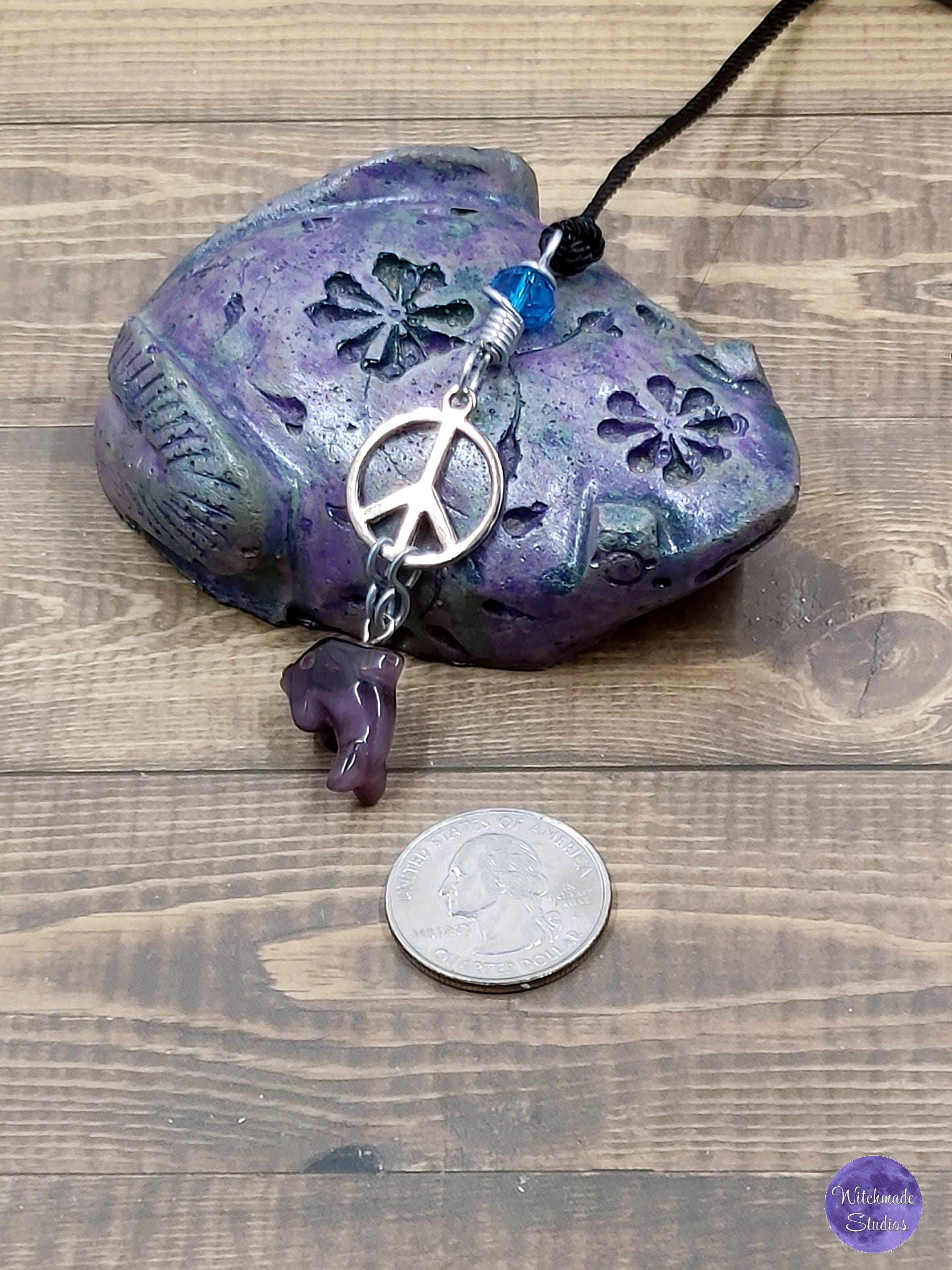 Amethyst Dolphin Wire Wrap Crystal Necklace, Copper Metaphysical Jewelry JN140