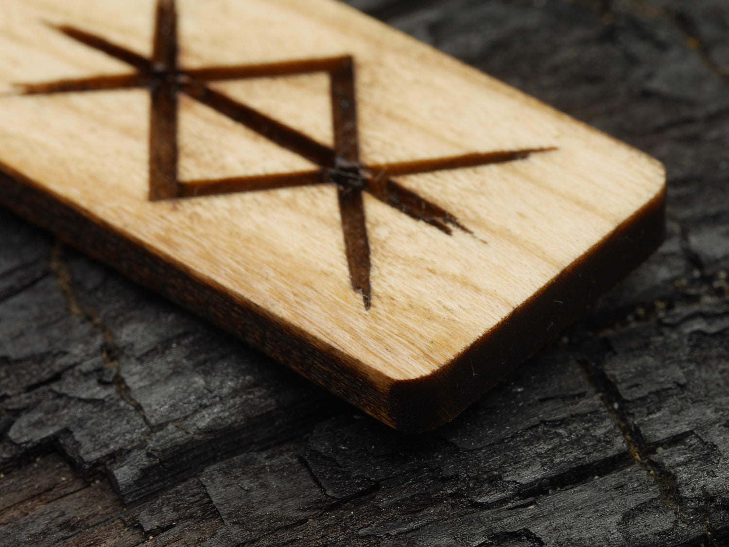 Protection Bind Rune Cherry Wood Pendant – Pagan Necklace