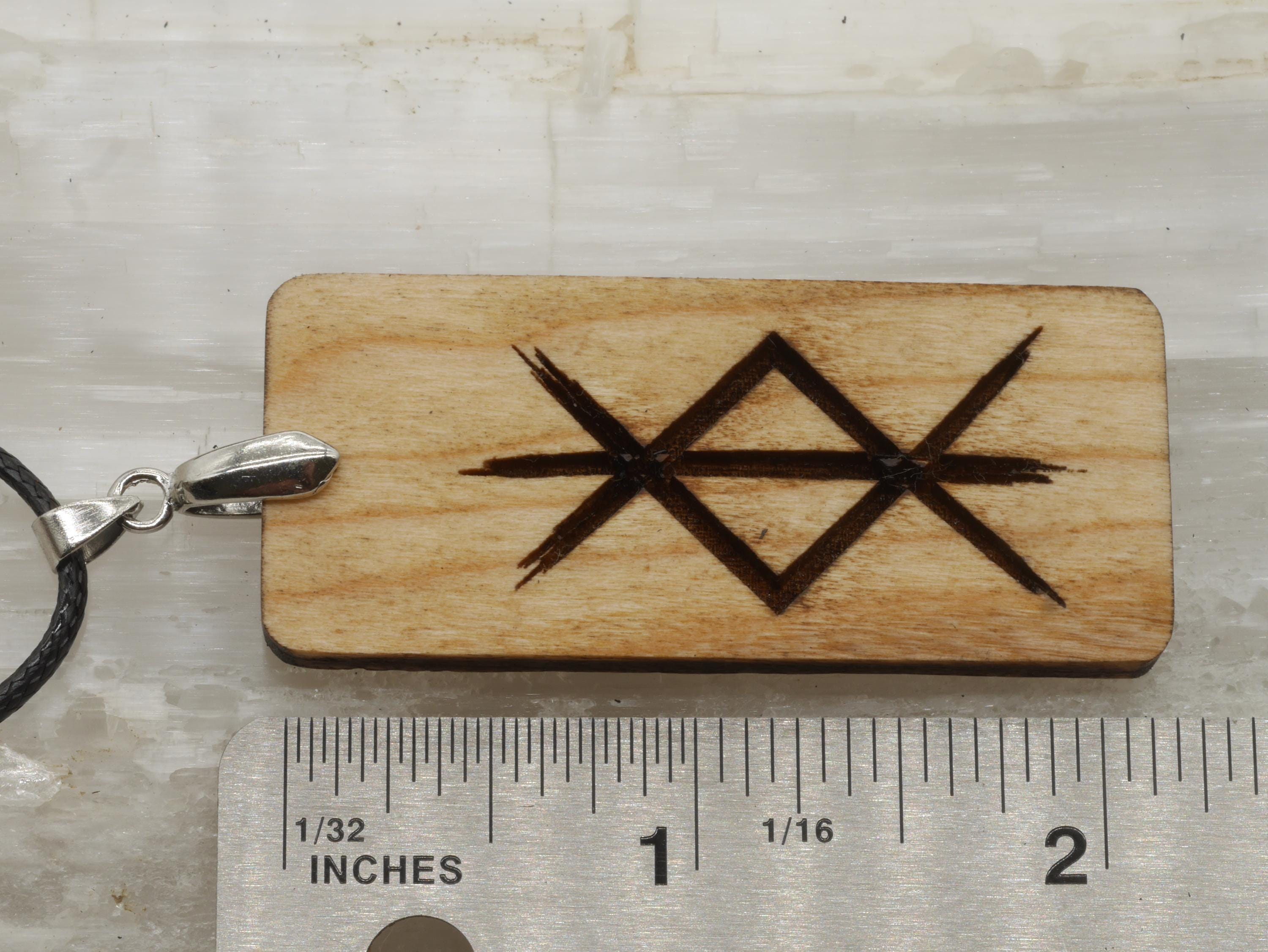 Protection Bind Rune Cherry Wood Pendant – Pagan Necklace