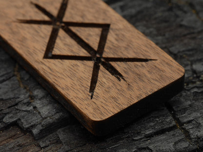Walnut Wood Protection Bind Rune Pendant – Pagan Witch Necklace