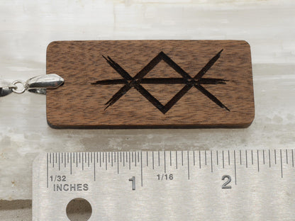 Walnut Wood Protection Bind Rune Pendant – Pagan Witch Necklace