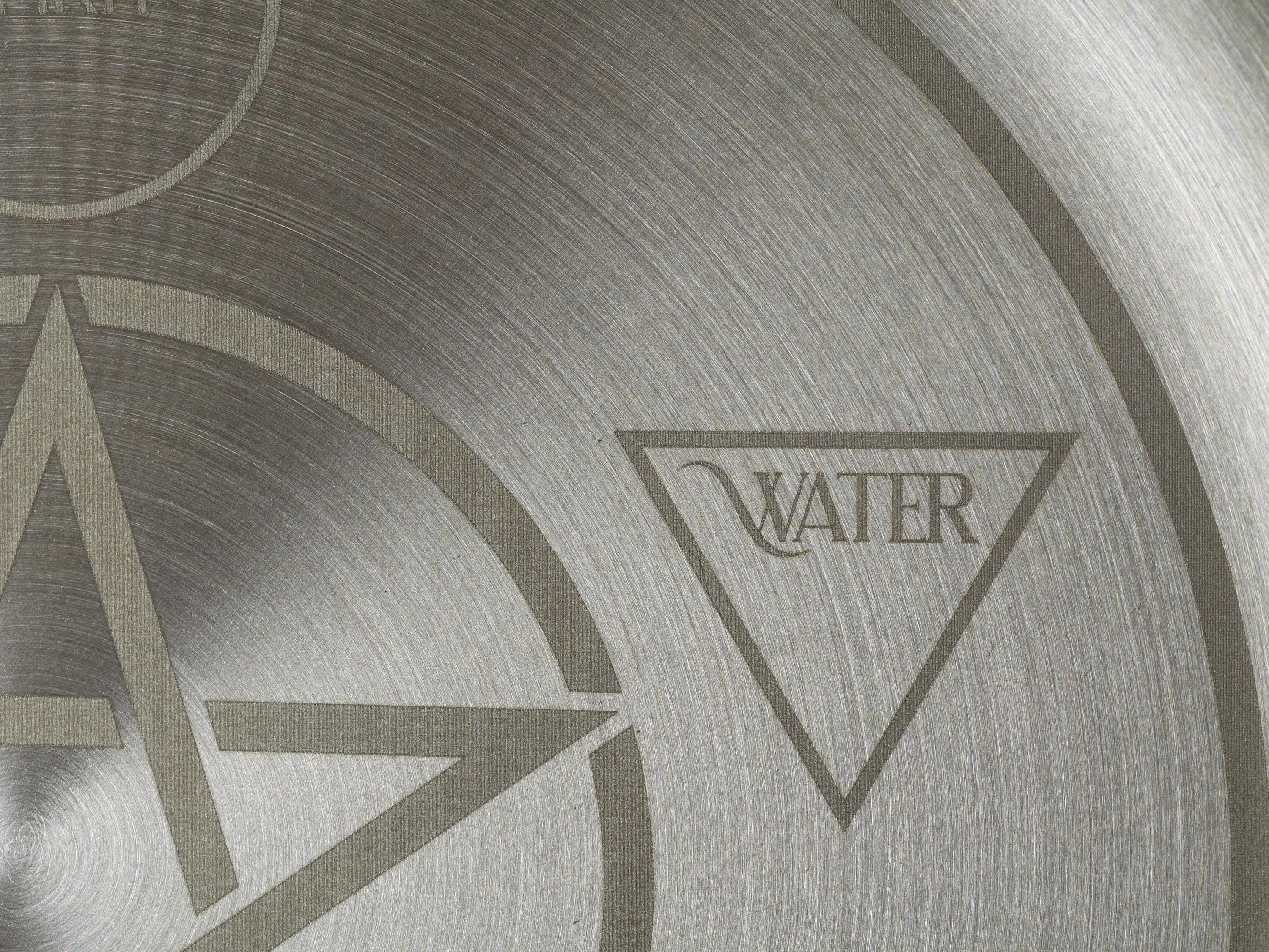 Engraved Stainless Steel Altar Tray: Elemental Pentacle Offering Plate (8 Inches)