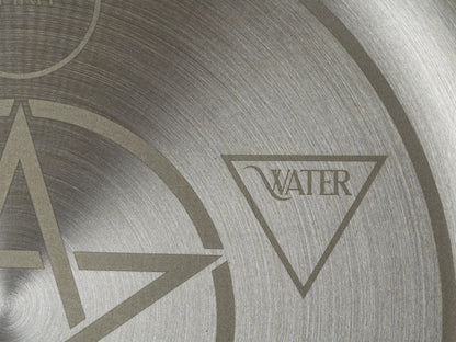 Engraved Stainless Steel Altar Tray: Elemental Pentacle Offering Plate (8 Inches)