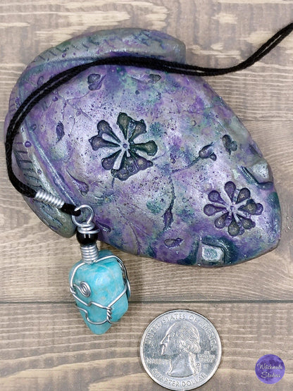 Amazonite Wire Wrap Crystal Necklace, Copper Metaphysical Jewelry JN122