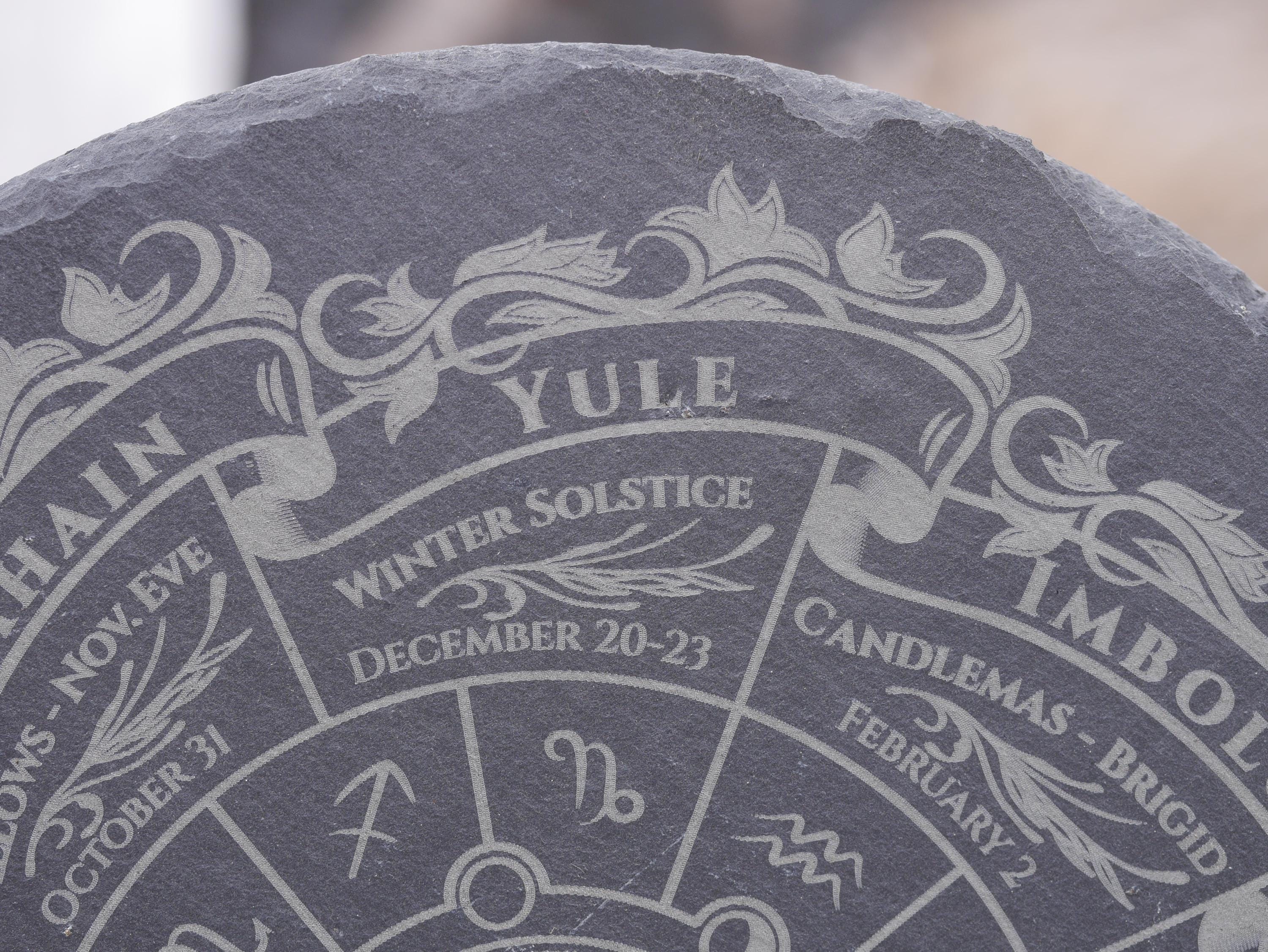 Engraved Slate Wheel of the Year: Bohemian Pagan Altar Piece