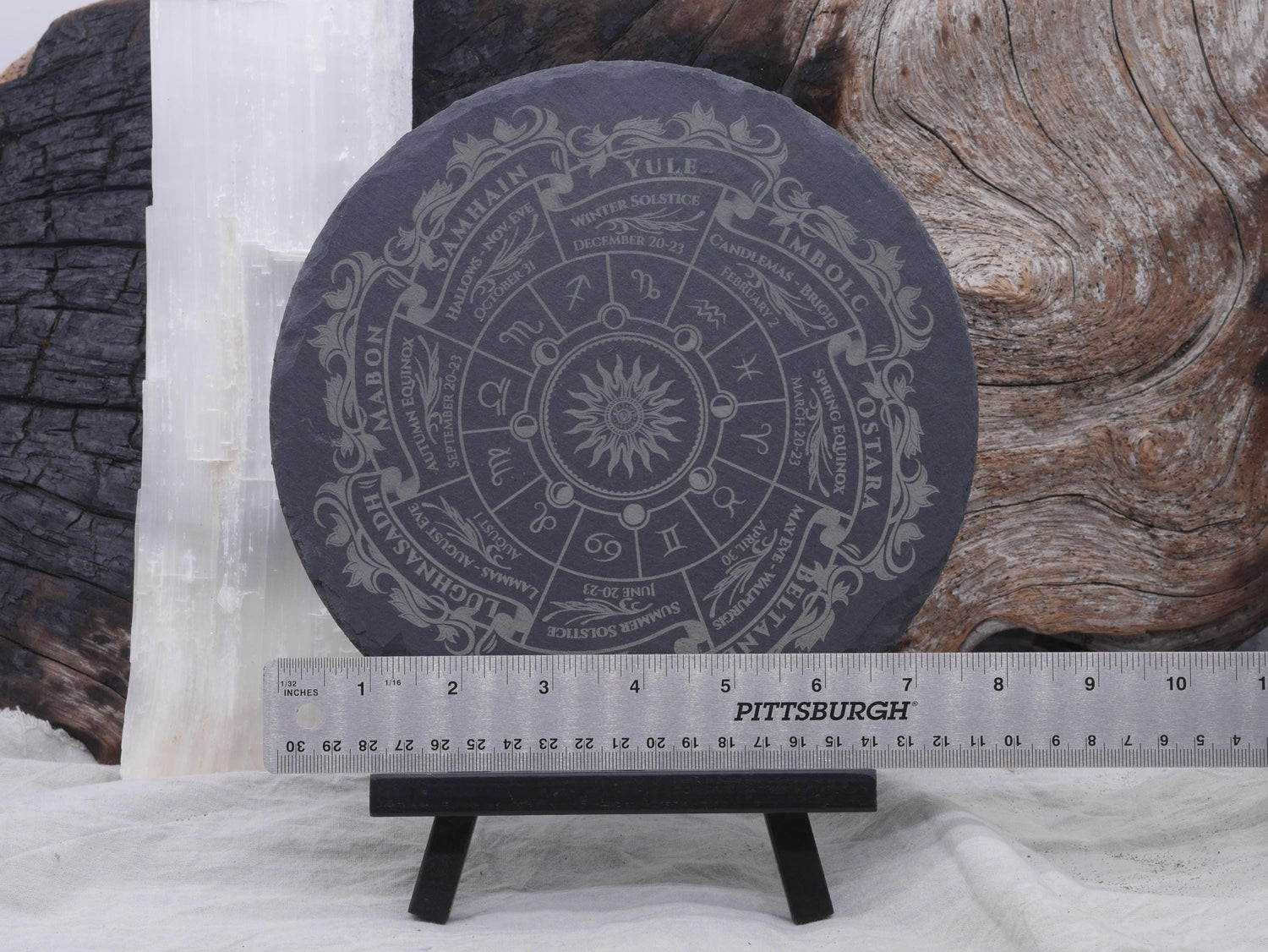 Engraved Slate Wheel of the Year: Bohemian Pagan Altar Piece