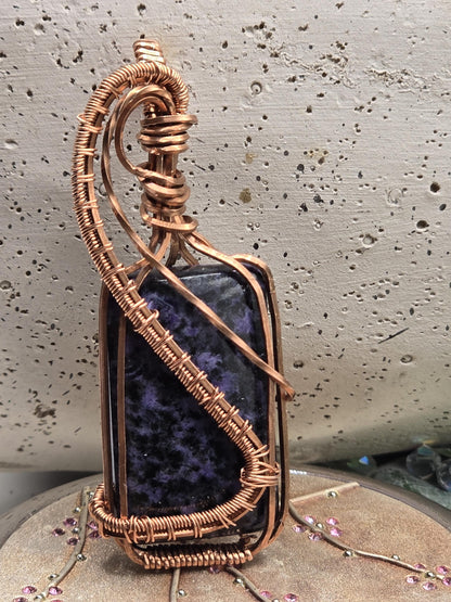 Hand-crafted Wire Wrapped Charoite Crystal Pendant