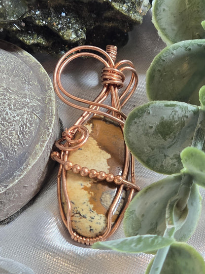 Hand-crafted Wire Wrapped Picture Jasper Crystal Pendant