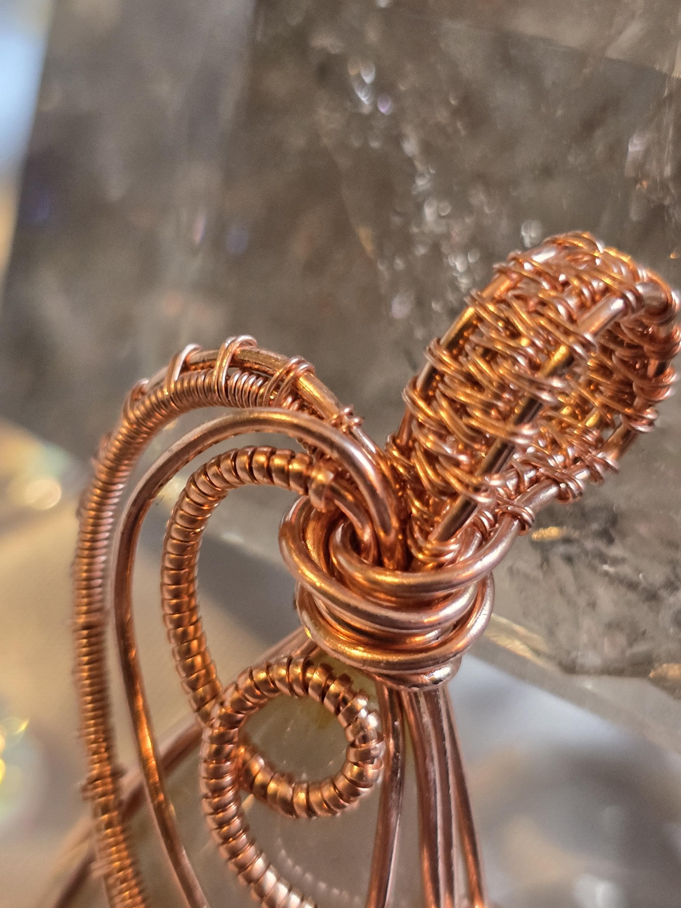Hand-crafted Wire Wrapped Golden Rutilated Quartz Crystal Pendant